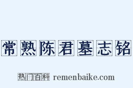 常熟陈君墓志铭是什么意思的图片